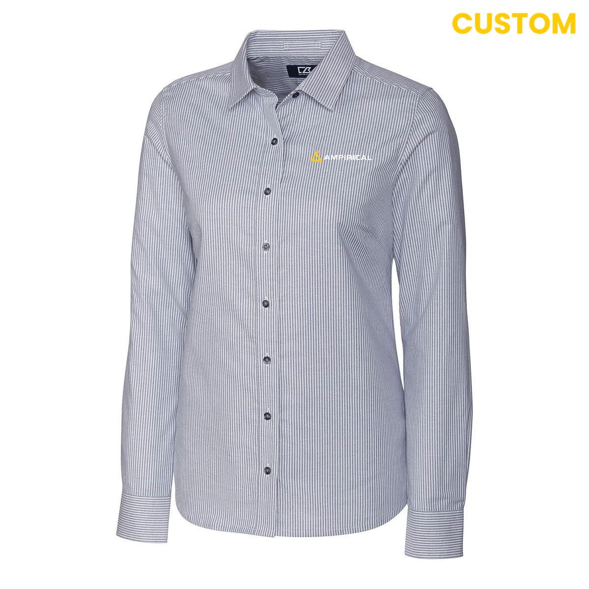 Ampirical Cutter & Buck Stretch Oxford Stripe Women's Long Sleeve Dress Shirt