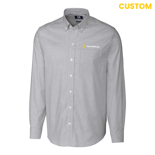 Ampirical Cutter & Buck Stretch Oxford Stripe Mens Long Sleeve Dress Shirt