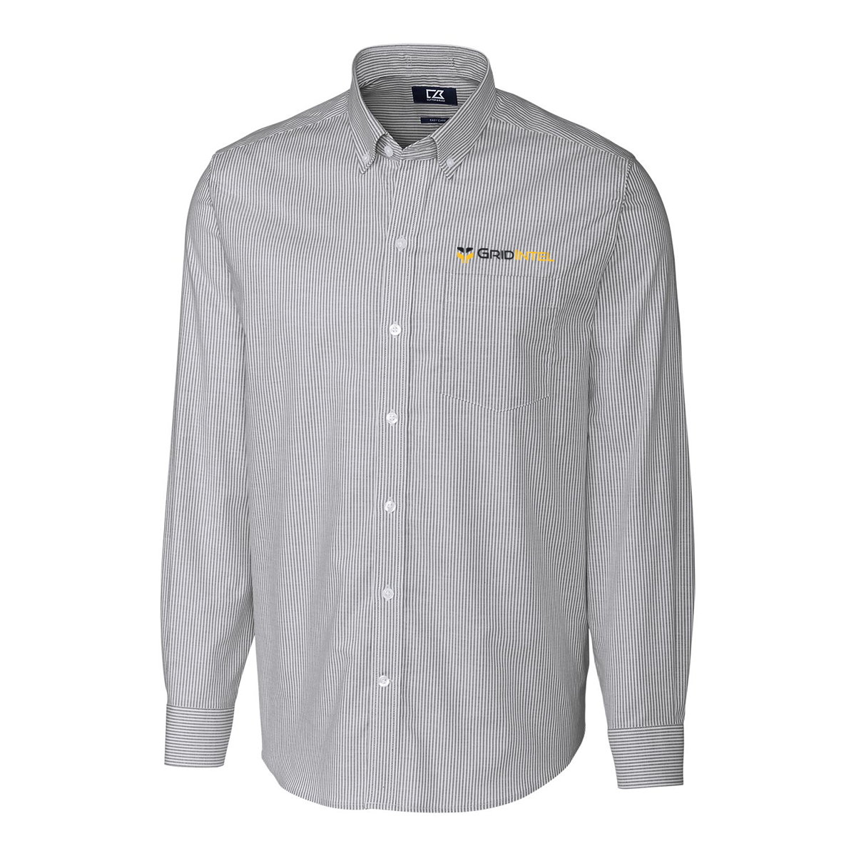 GridIntel Cutter & Buck Stretch Oxford Stripe Mens Long Sleeve Dress Shirt