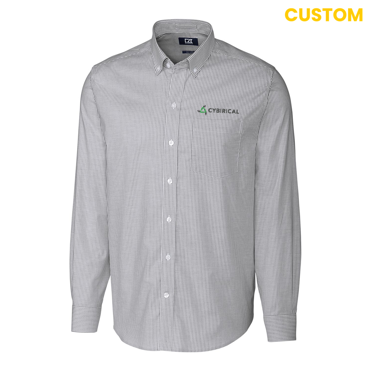Cybirical Cutter & Buck Stretch Oxford Stripe Mens Long Sleeve Dress Shirt