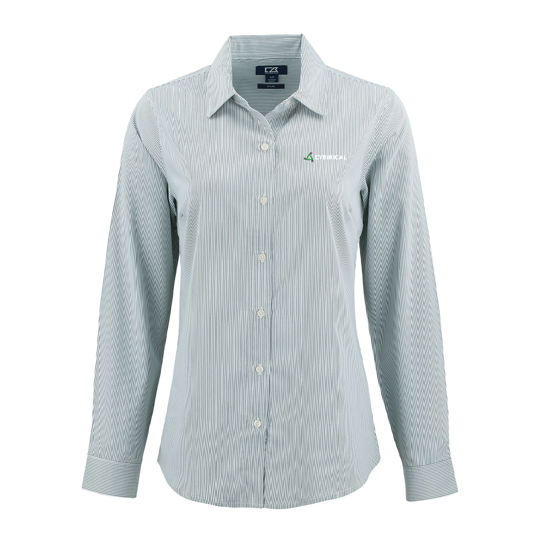Cybirical  Recycled Pinstripe Womens Long Sleeve Dress Shirt
