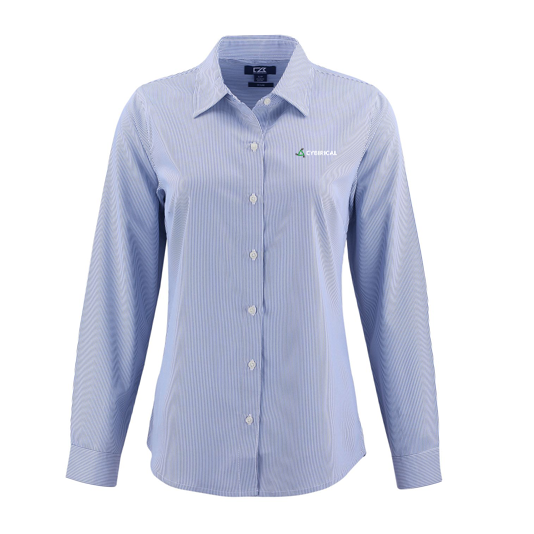 Cybirical  Recycled Pinstripe Womens Long Sleeve Dress Shirt