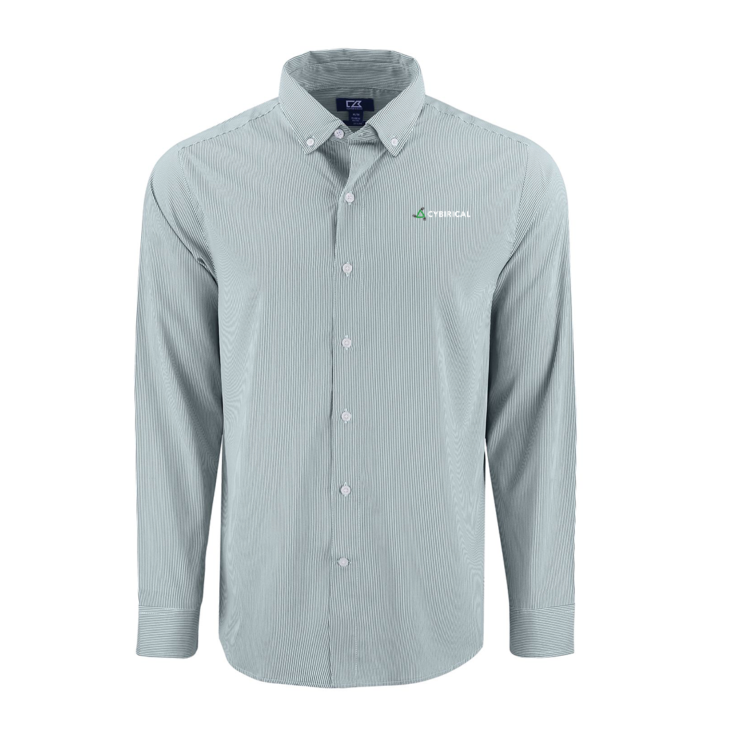 Cybirical  Recycled Pinstripe Men's Long Sleeve Dress Shirt