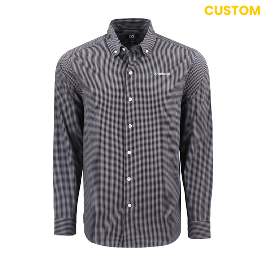 Cybirical Cutter & Buck Recycled Gingham Mens Long Sleeve Dress Shirt