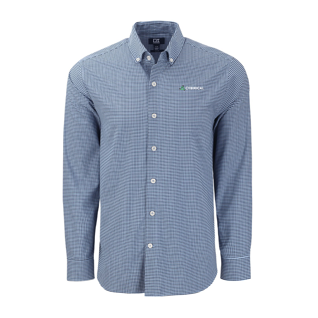 Cybirical Cutter & Buck Recycled Gingham Mens Long Sleeve Dress Shirt