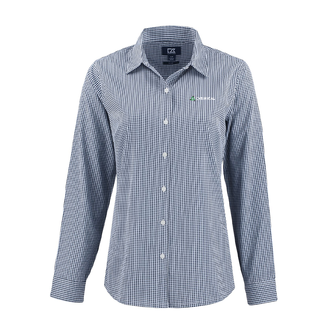 Cybirical Cutter & Buck  Recycled Gingham womens Long Sleeve Dress Shirt