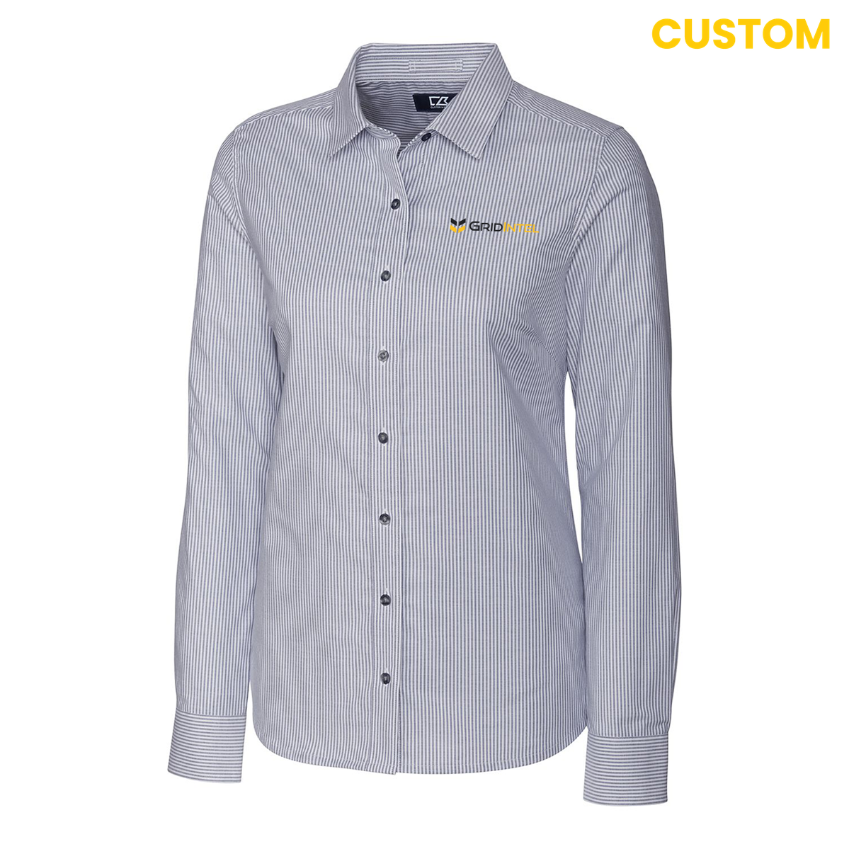 GridIntel Cutter & Buck Stretch Oxford Stripe Women's Long Sleeve Dress Shirt