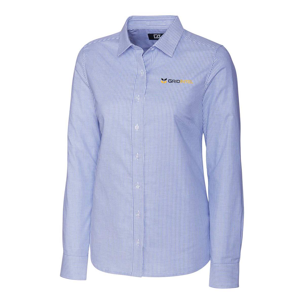GridIntel Cutter & Buck Stretch Oxford Stripe Women's Long Sleeve Dress Shirt
