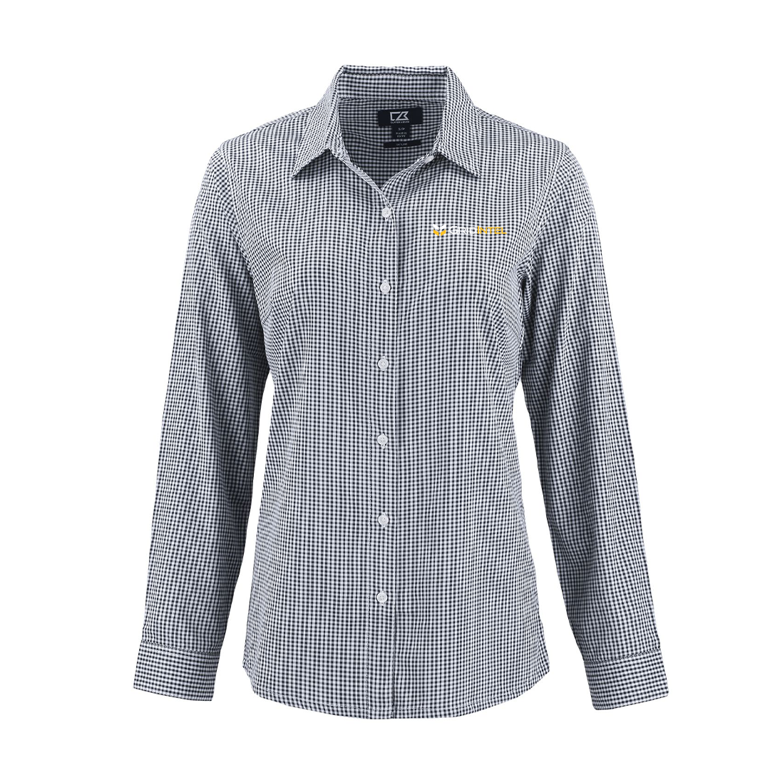 Gridintel Cutter & Buck Recycled Gingham womens Long Sleeve Dress Shirt