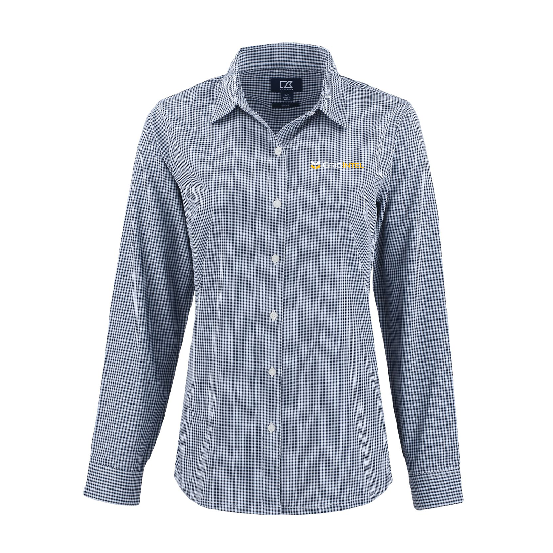 Gridintel Cutter & Buck Recycled Gingham womens Long Sleeve Dress Shirt