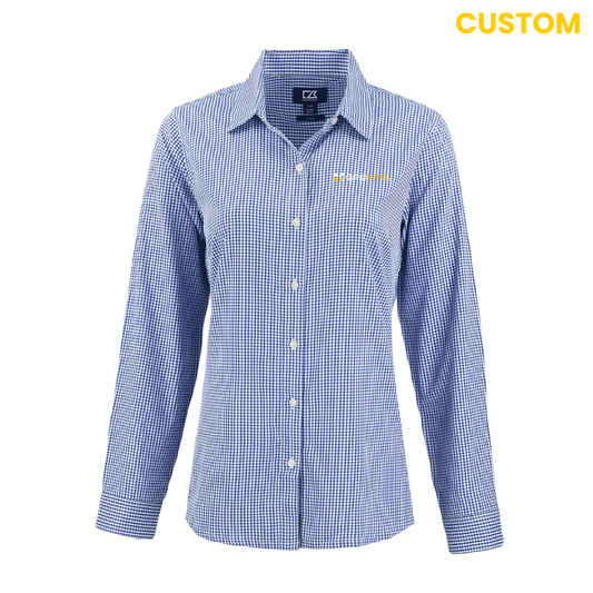 Gridintel Cutter & Buck Recycled Gingham womens Long Sleeve Dress Shirt