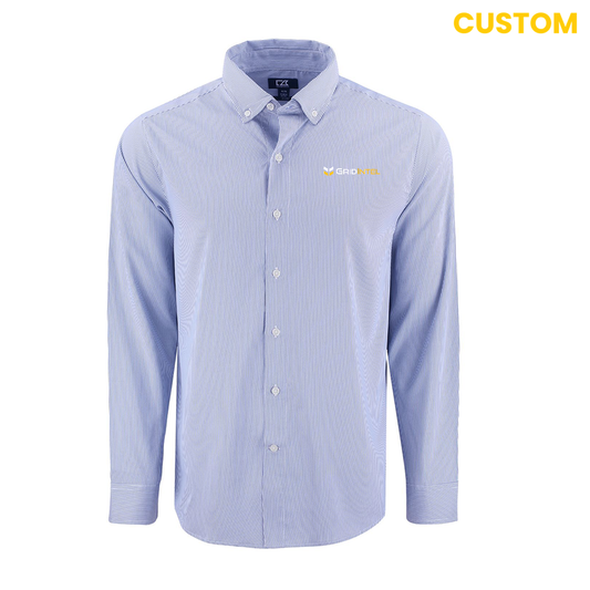 Gridintel Recycled Pinstripe Men's Long Sleeve Dress Shirt