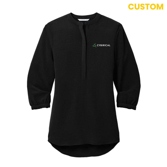 Cybirical Ladies 3/4-Sleeve Textured Crepe Tunic