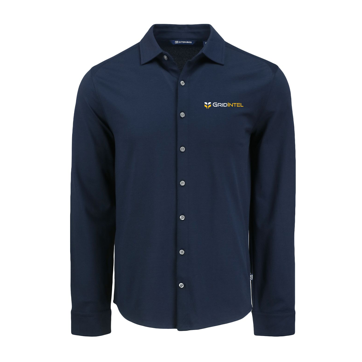 GridIntel Soft Pique Long Sleeve Knitted Men's Button Up