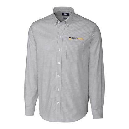GridIntel Cutter & Buck Stretch Oxford Stripe Mens Long Sleeve Dress Shirt