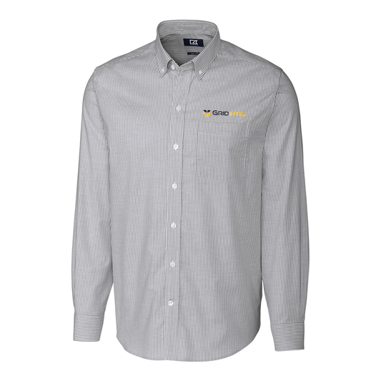 GridIntel Cutter & Buck Stretch Oxford Stripe Mens Long Sleeve Dress Shirt