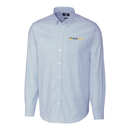 GridIntel Cutter & Buck Stretch Oxford Stripe Mens Long Sleeve Dress Shirt