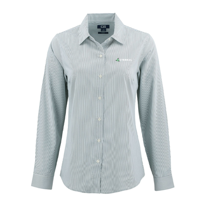 Cybirical  Recycled Pinstripe Womens Long Sleeve Dress Shirt