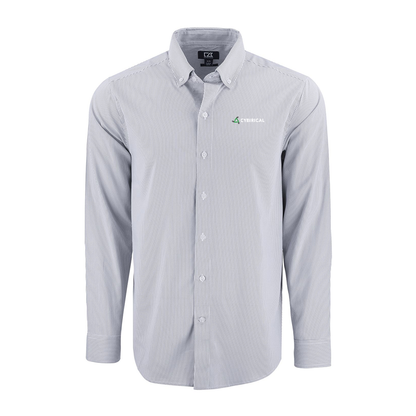 Cybirical  Recycled Pinstripe Men's Long Sleeve Dress Shirt