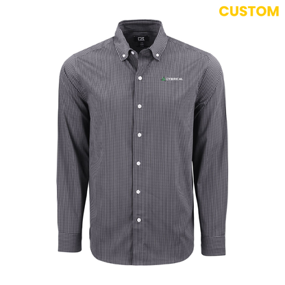 Cybirical Cutter & Buck Recycled Gingham Mens Long Sleeve Dress Shirt
