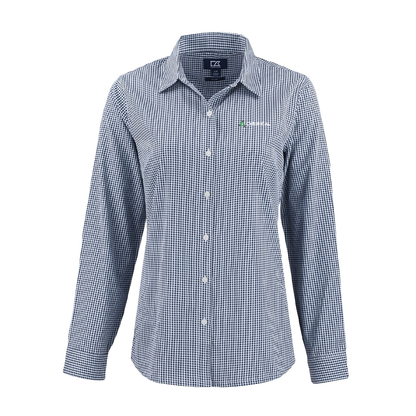 Cybirical Cutter & Buck  Recycled Gingham womens Long Sleeve Dress Shirt