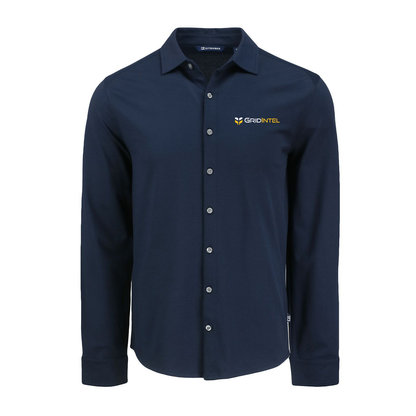 GridIntel Soft Pique Long Sleeve Knitted Men's Button Up