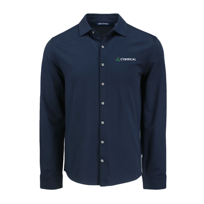 Cybirical Soft Pique Long Sleeve Knitted Men's Button Up